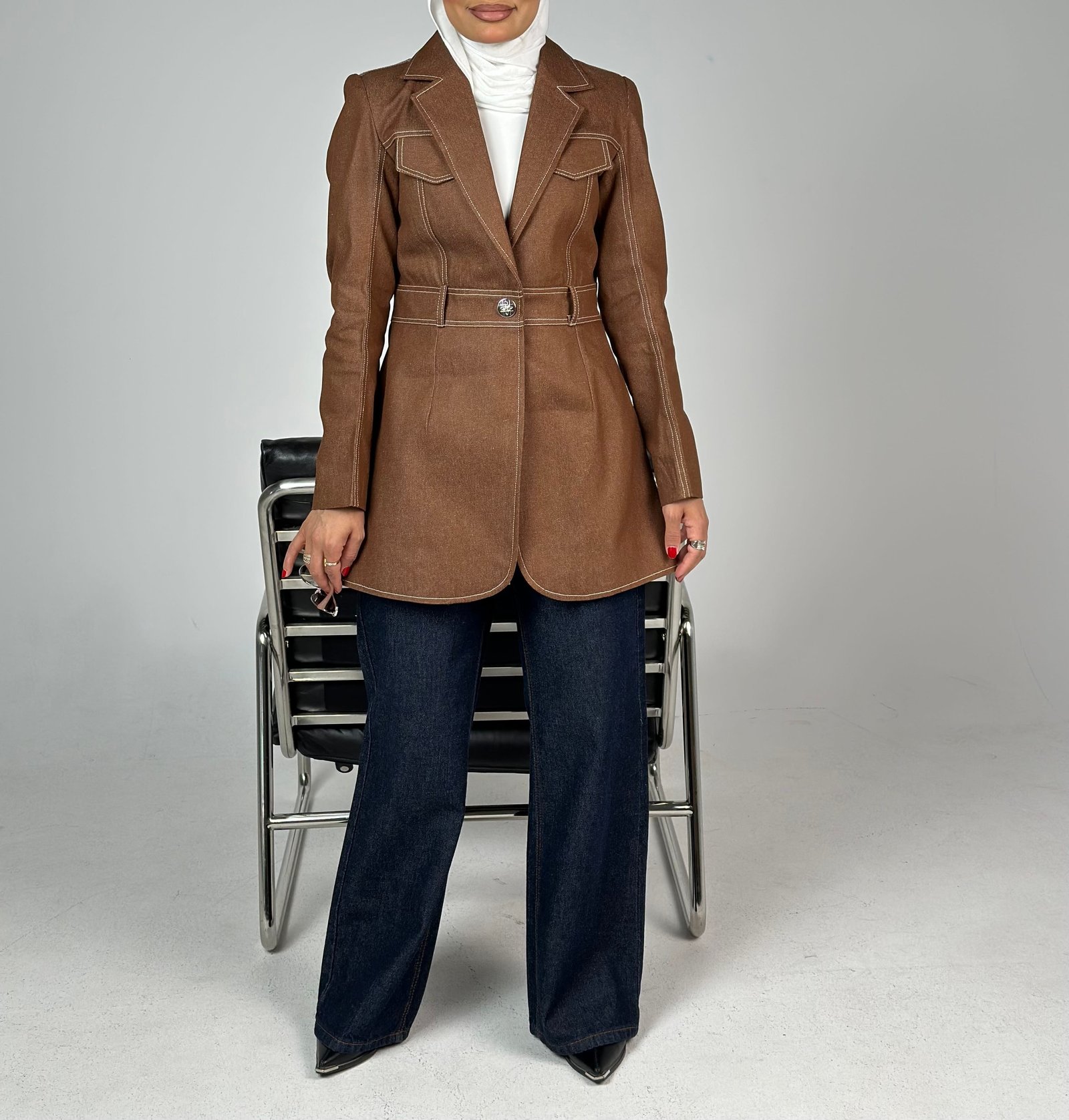 Pocket Detail Brown Blazer - Image 2
