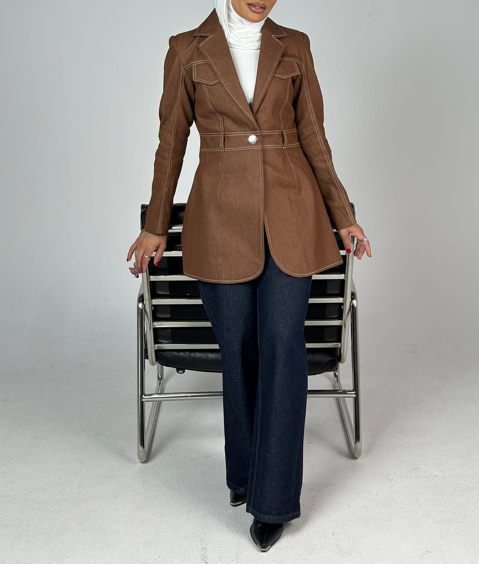 Pocket Detail Brown Blazer