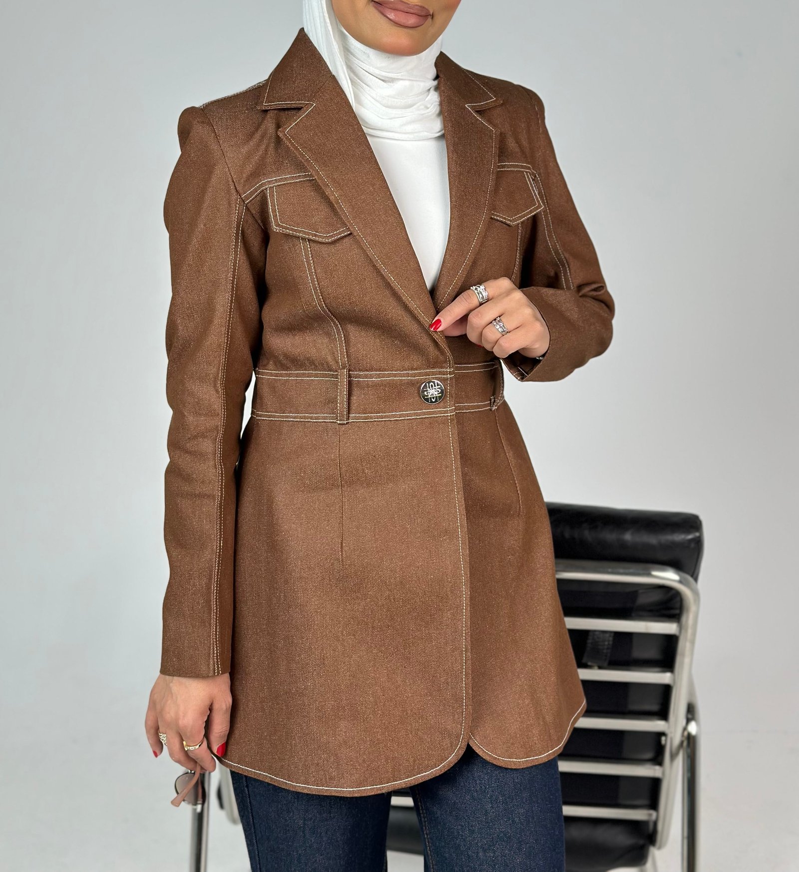 Pocket Detail Brown Blazer - Image 3