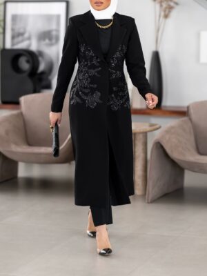 Sequin Flower Long Blazer