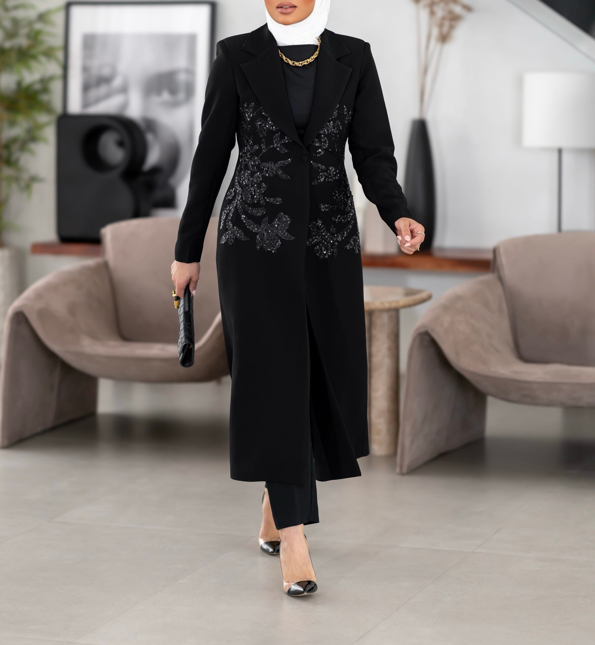 Sequin Flower Long Blazer
