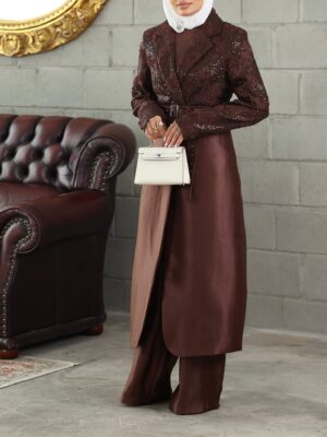 Soft Floral Long Blazer Set w Belt