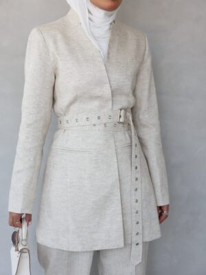 Linen Double Wrap Belt Set 1 (Beige)