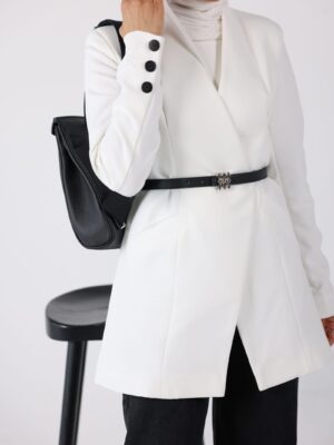 White Blazer with Signature Belt