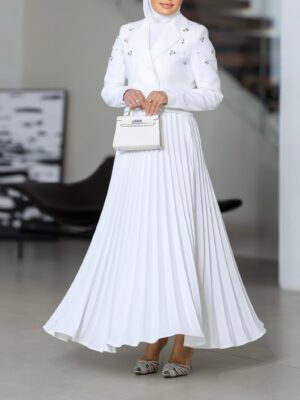 Shoulder Crystal Blazer w Skirt Set