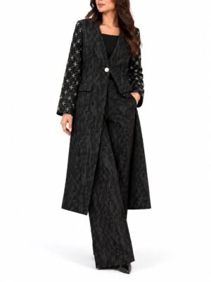 Cross Patterned Black Sleeve Set