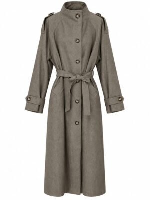 High Collared Buttoned Trenchcoat
