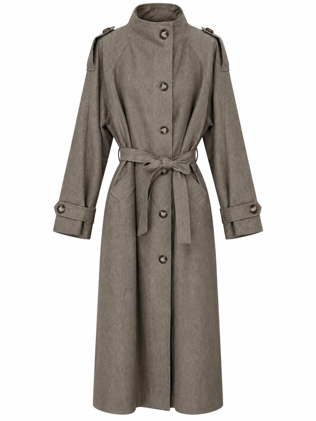 High Collared Buttoned Trenchcoat
