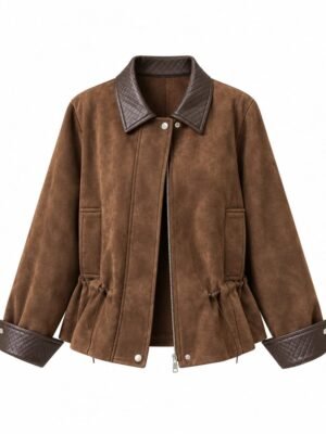 Leather Collared Suede Jacket