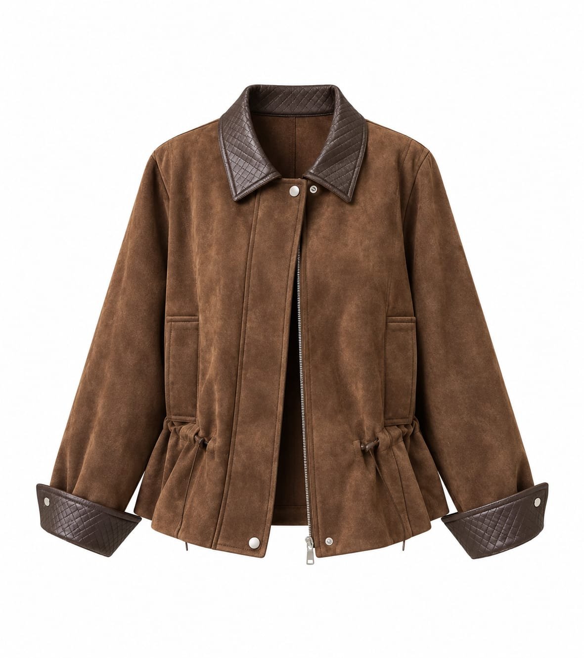 Leather Collared Suede Jacket